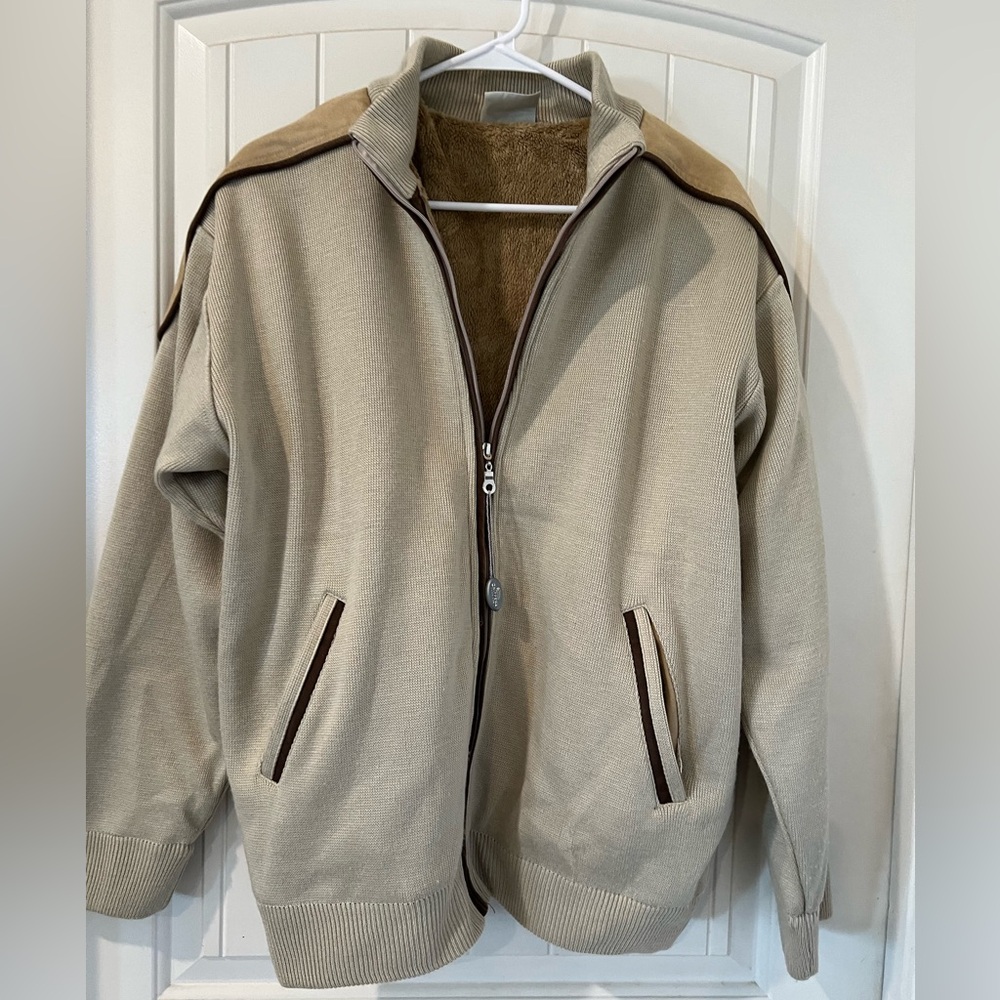 Chippewa Men's Tan Zip-Up Jacket with Brown Trim